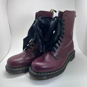 Dr. Martens 1490 Cherry Red Women's US Size 8, EU 39 Black Ribbon Lace